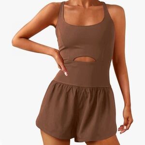 Workout Romper Onesie | Brown, Size M